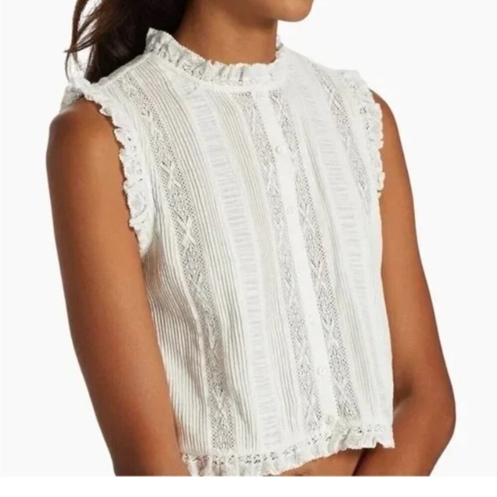 Doen White Lace Sleeveless Blouse